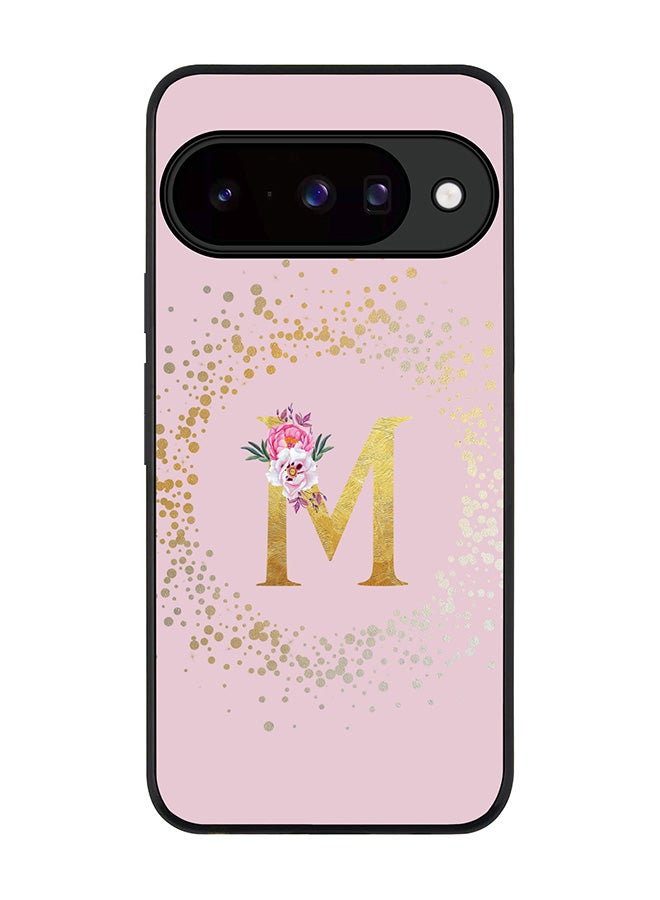 For Google Pixel 10 Case,Slim fit Camera Protection, Shockproof Thin Phone cover  - Custom Monogram Floral - M  (Pink )
